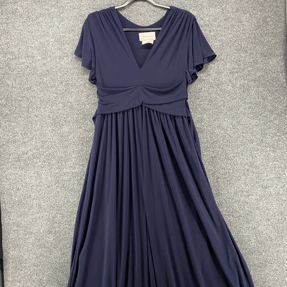BHLDN Anthropologie‎ Dress Size 6 Blue V-Neck Bridesmaid Maxi Flowy Formal Party